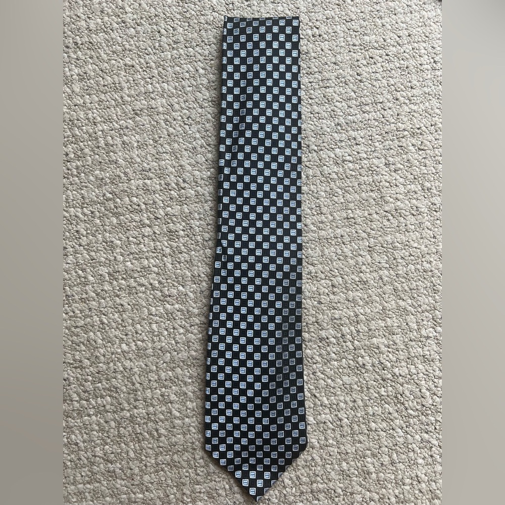 Tommy Hilfiger Black and Blue Checkered Tie